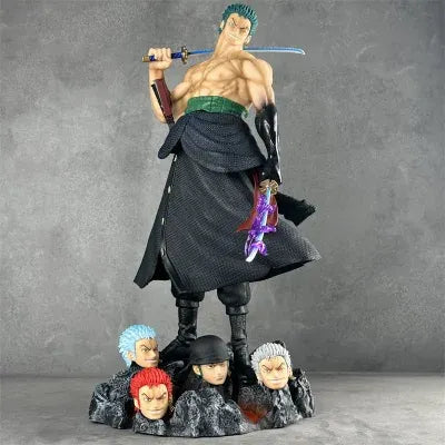 Roronoa Zoro Figurine – 50cm Premium Collectible with 3 Katanas & 4 Interchangeable Heads