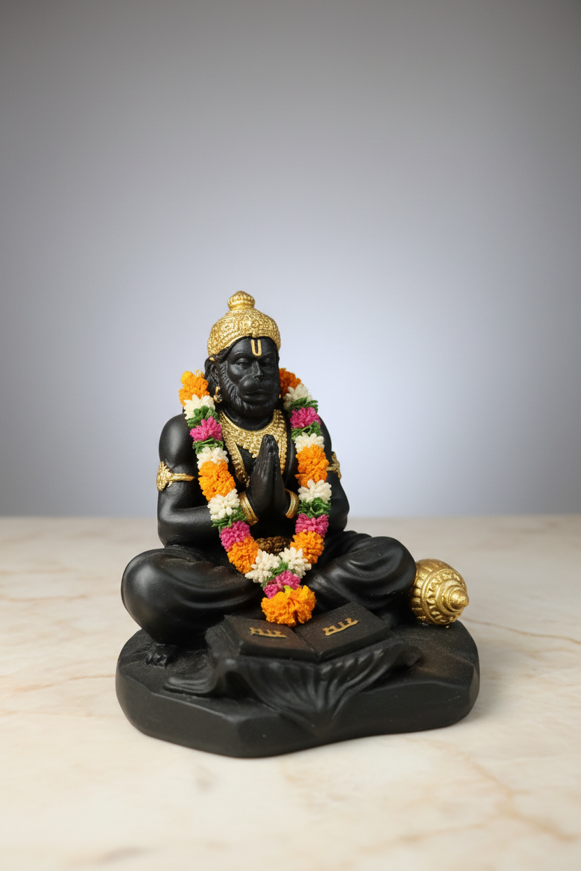 Hanuman Ji Black Resin Murti – Marble Lifestyle Style