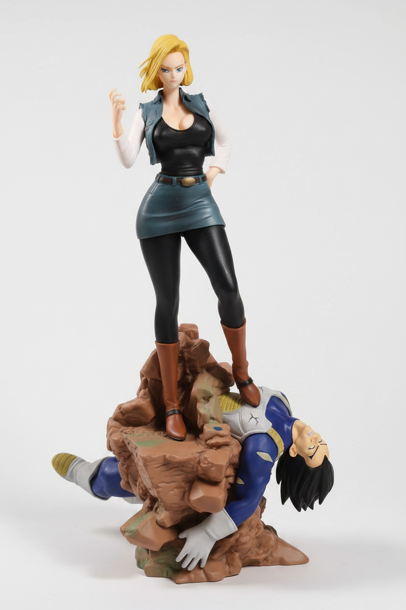 Android 18 Stepping on Vegeta - Studio White Background