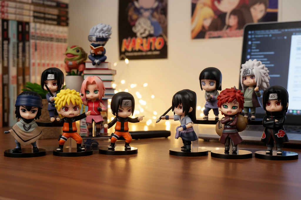 All 12 Naruto Chibi Figurines - Group Scene